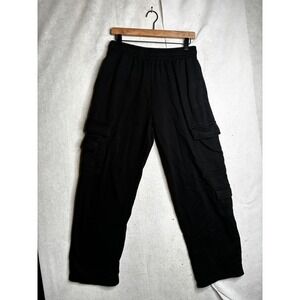 Garage Mens Black Cargo Sweatpants Fleece Joggers Size M 28x29 100086867